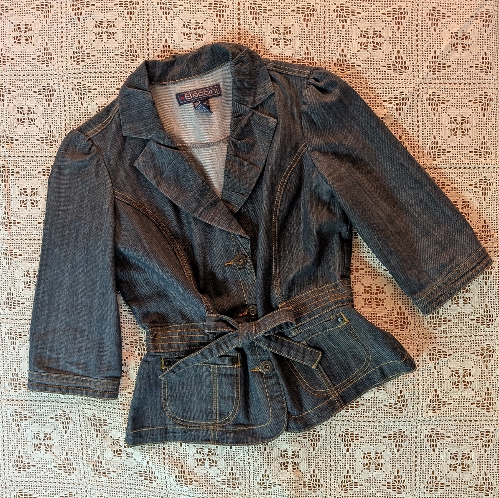 Vintage BACCINI denim belted top